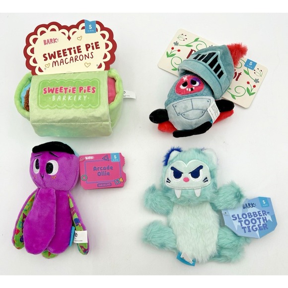 Bark Dog Toys Octopus Monster Knight Macaroons Soft Squeak Crinkle Tug - Picture 1 of 10